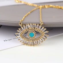 Load image into Gallery viewer, Lucky Eye Fatima Hamsa Hand Turkish Evil Eye Pendant Necklace Gold Color Long Chain Necklace for Women Girls Fashion Jewelry
