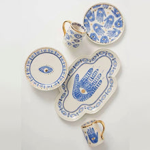 Load image into Gallery viewer, Creative Hands Eyes Plate with Gold Rim Ceramic
