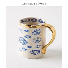 Load image into Gallery viewer, Creative Hands Eyes Plate with Gold Rim Ceramic
