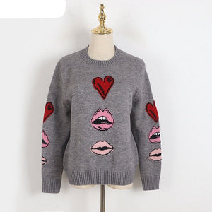 Designer Lips Love  Loose Sweater
