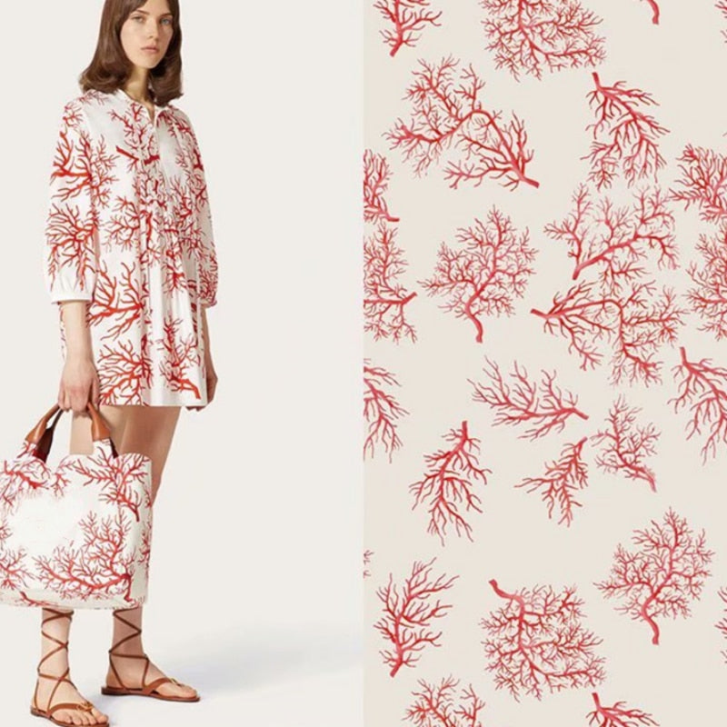 Polyester Printed Fabric French Luxury Brand Satin Thin Chiffon Fashion Clothing Shirt Twill Cloth for Dress by the Yard