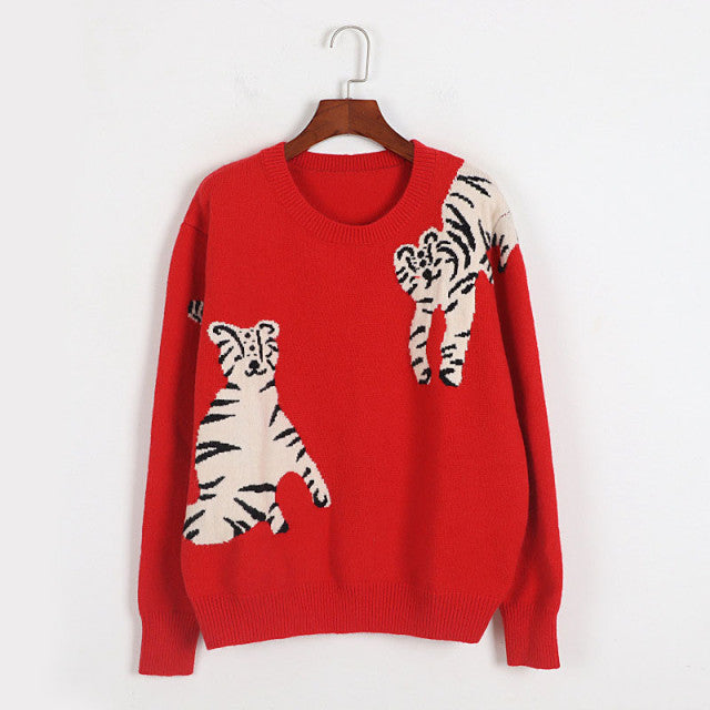Red Tiger  Fashion Vintage Sweater