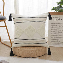 Load image into Gallery viewer, Tufted Cushion Cover 45x45/30x50cm/50x50cm White Black Pillow cover
