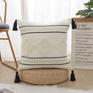 Tufted Cushion Cover 45x45/30x50cm/50x50cm White Black Pillow cover