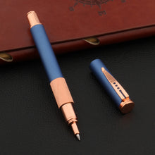 Load image into Gallery viewer, Metal Frosted Blue Rollerball Pen Rose Golden Ball Point
