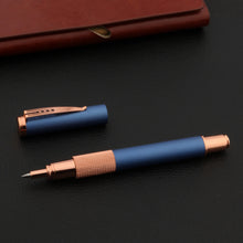 Load image into Gallery viewer, Metal Frosted Blue Rollerball Pen Rose Golden Ball Point
