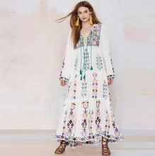 Load image into Gallery viewer, Sandra  Bohemia Floral Tassel Embroidered Maxi Dress
