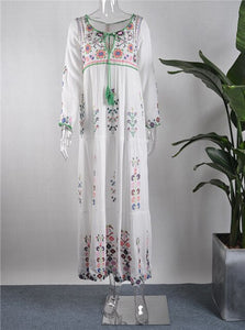 Sandra  Bohemia Floral Tassel Embroidered Maxi Dress