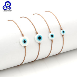 Lucky Eye Braided Blue Evil Eye Bracelet Anklet DIY Rope Chain For Women Girl Jewelry Gifts Adjustable EY6175